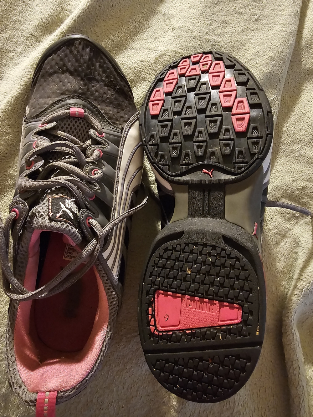 Puma Women's Gray and Pink Running Sneakers